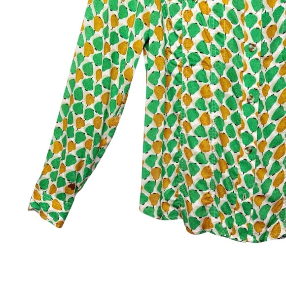 Anthropologie Conversations Pear Print Women’s Summer Button Front Shirt Sz 0 - Picture 6 of 12